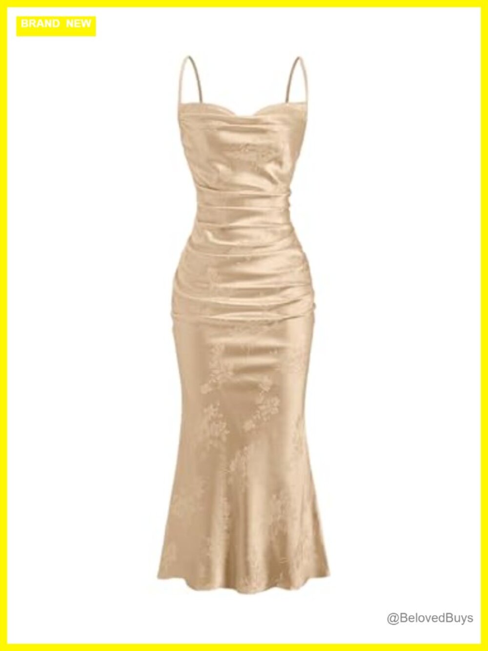 Cowl Neck Spaghetti Strap Sleeveless Satin Midi Slip Dress